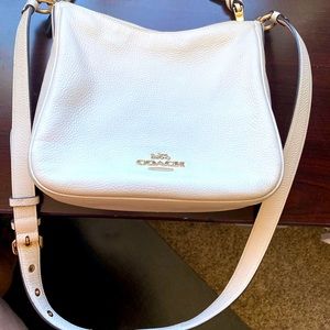 Coach Val Duffle Pebbled Leather Crossbody Bag (Chalk)
